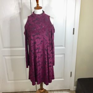 Maggy London Cold Shoulder Maroon Paisley Dress